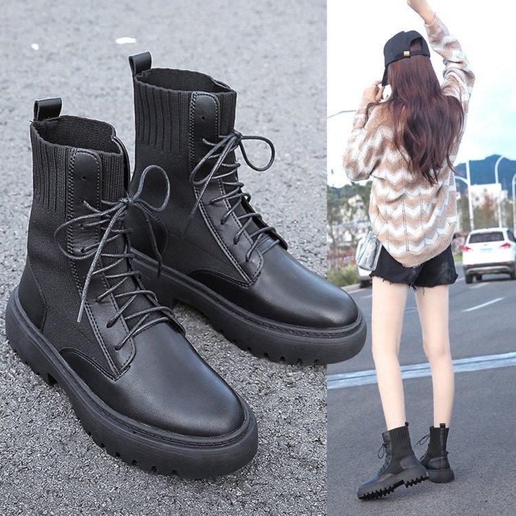 Boots Women 2020 New Korean Style Wild Fashion British Style Lace-up Thick-soled Motorcycle Short Boots, Black
Boots Women 2020 New Korean Style Wild Fashion British Style Lace-up Thick-soled Motorcycle Short Boots, Black