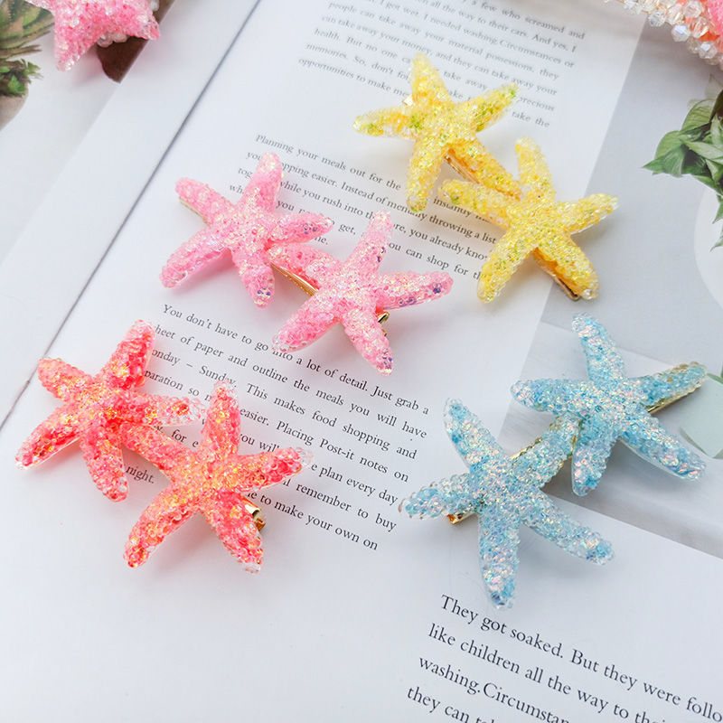 Sweet Romantic Barrette Crystal Starfish Hairclip Department Rhinestone Bangs Clip Hairpin Side Hair Accessorie 7 colors