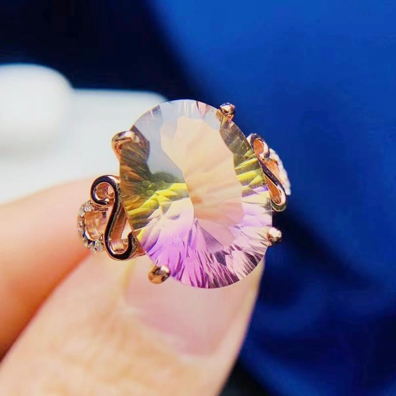 Cluster Rings Ametrine Big Ring Per Jewelry 925 Sterling Silver 12*16mm 11ct Gemstone Fine Women T21485, Golden;silver
Cluster Rings Ametrine Big Ring Per Jewelry 925 Sterling Silver 12*16mm 11ct Gemstone Fine Women T21485, Golden;silver