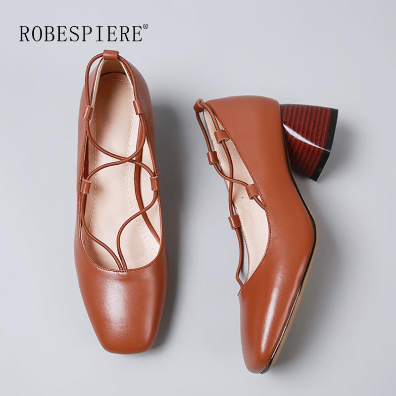 ROBESPIERE Genuine Leather Shoes Women Gladiator Cross-Tied Pumps Female Brown Hoof Heels Square Toe Shallow Mouth Shoes A140
ROBESPIERE Genuine Leather Shoes Women Gladiator Cross-Tied Pumps Female Brown Hoof Heels Square Toe Shallow Mouth Shoes A140