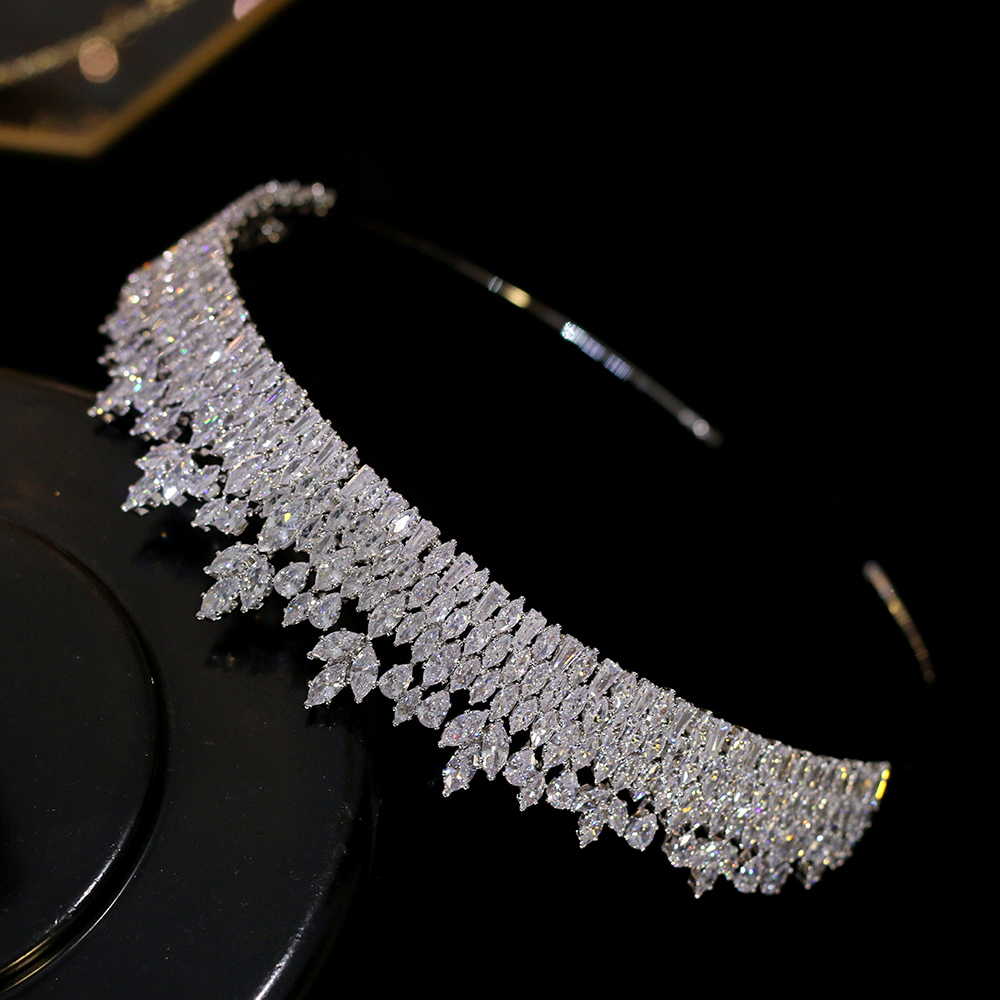 New high quality zirconia crown bridal tiara crown wedding hair accessories tiara headband crystal crown graduation jewelry Y200409