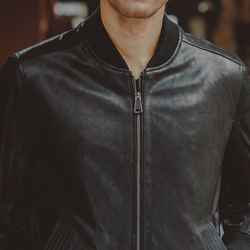 Men's pigskin black real leather jacket bomber jacket Genuine Leather biker jacket winter coat men Jaqueta 201128