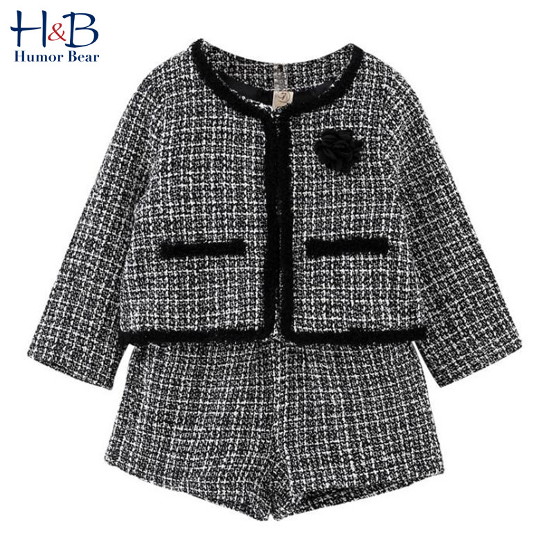 Humor Bear Girls Clothing Suit Autumn Winter 2020 Student Cardigan Long Sleeve Sweater+ Skirt Sets Baby Kids Children ClothesX1019