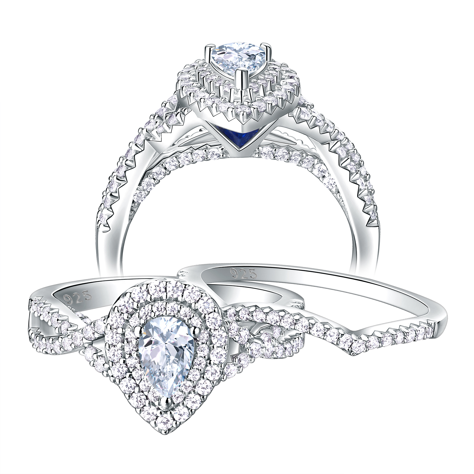 2021 New 2 Pcs 925 Sterling Silver Wedding Rings for Women Engagement Ring Sets 1.7ct Pear Shape Teardrop Zircon Br0829
2021 New 2 Pcs 925 Sterling Silver Wedding Rings for Women Engagement Ring Sets 1.7ct Pear Shape Teardrop Zircon Br0829
