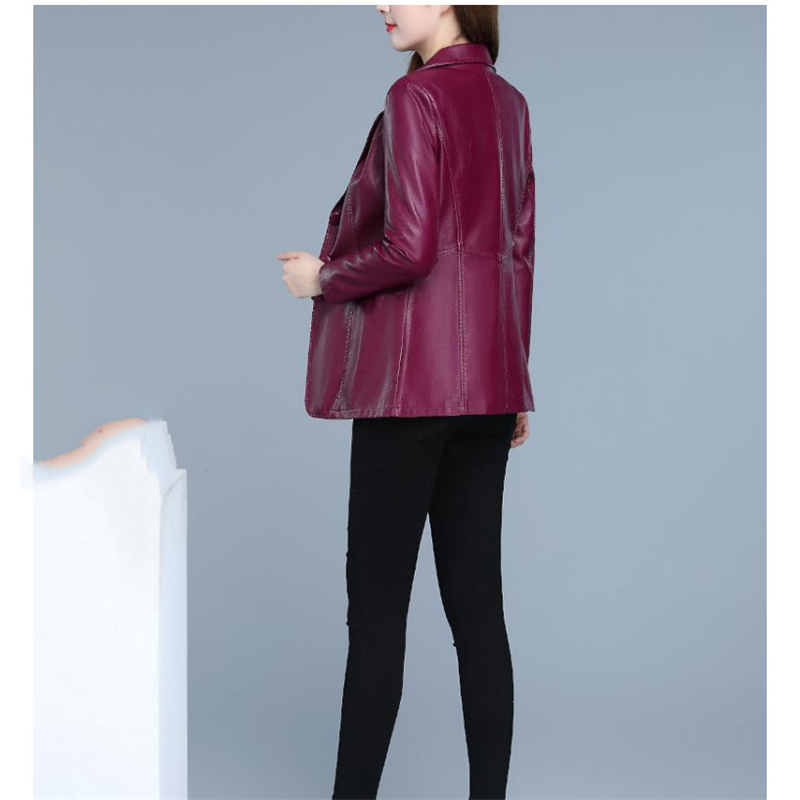 Faux leather Coat Autumn Women Black Wine Red XL-6XL plus Size Korean Temperament Jacket Long Sleeve Short Fashion Jacket JD307 201226