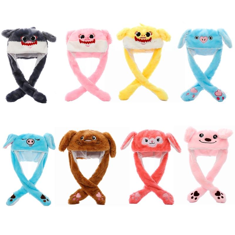 Cartoon Pig Monkey Animal Plush Hat LED Light Up Moving Ears Cap 83XF, White 
Cartoon Pig Monkey Animal Plush Hat LED Light Up Moving Ears Cap 83XF, White