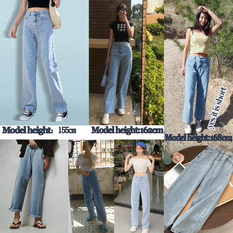 Women Jeans Pants Leisure Loose High Waist Vintage wide leg jeans Women Jean Korean Style All-match Simple Full-length 201105