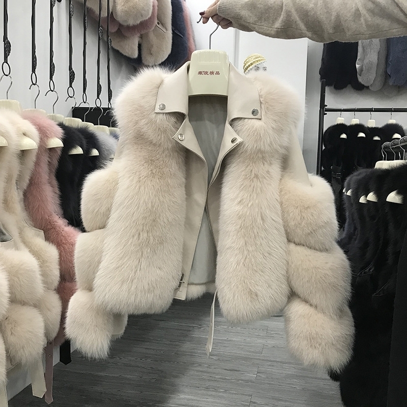 DEAT Winter New Arrival Women Fashion Fur Coats Real Full Pelt Fox Fur Outerwear Genuine Sheepskin Leather Jacket MK175 201112