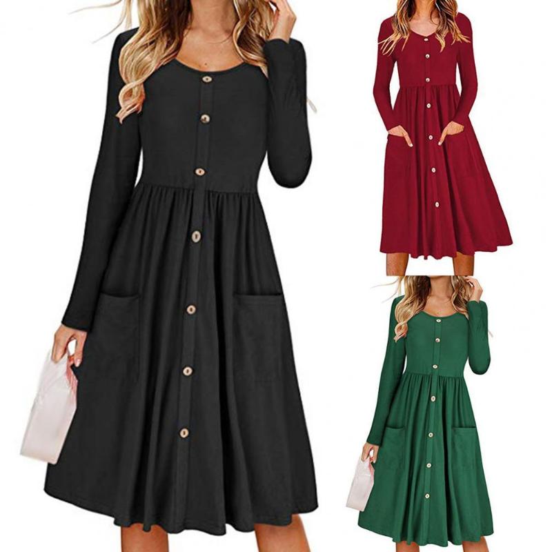 Casual Dresses Women O Neck Pleated Hem Midi Dress Long Sleeve Buttons Closure Pockets Tunic Streetwear Autumn Clothing, Black;gray
Casual Dresses Women O Neck Pleated Hem Midi Dress Long Sleeve Buttons Closure Pockets Tunic Streetwear Autumn Clothing, Black;gray