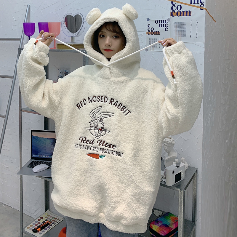 2021 New Rabbit Ears Sheep's Wool Women's Nightgown Fall and Winter's Loose Lazy Bf Wind Plus Velvet Thick Coat Beautiful II2V, White
2021 New Rabbit Ears Sheep's Wool Women's Nightgown Fall and Winter's Loose Lazy Bf Wind Plus Velvet Thick Coat Beautiful II2V, White