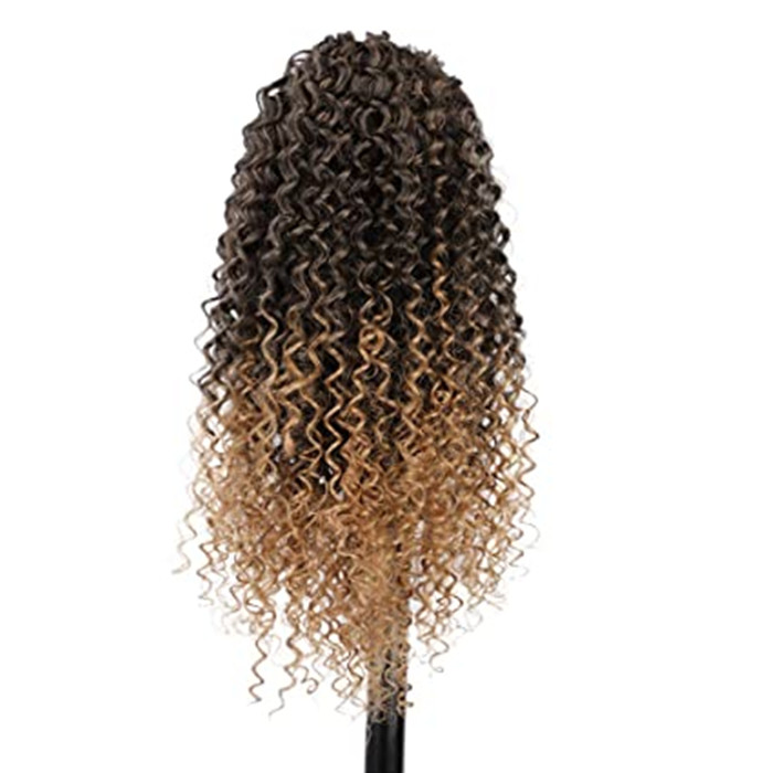 Dark roots ombre blonde Long Afro Kinky Curly Ponytail Extension human Drawstring Corn Wavy Hair Piece For Women ombre 1b/27