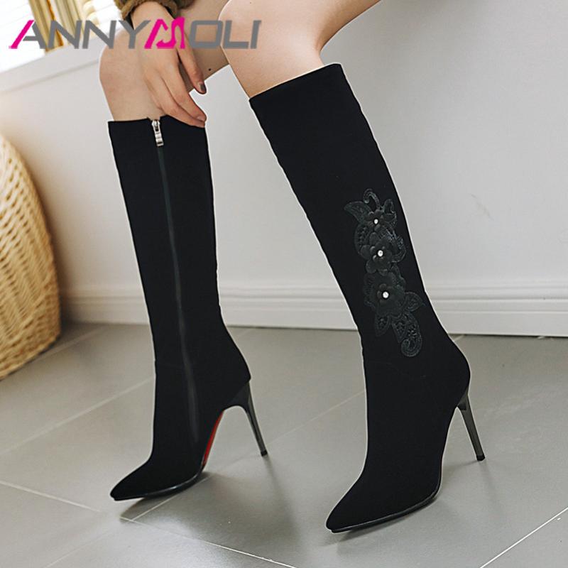 ANNYMOLI Winter Knee High Boots Women Zipper Thin Heels Long Boots Rhinestone Super High Heel Shoes Female Autumn Big Size 33-43, Black
ANNYMOLI Winter Knee High Boots Women Zipper Thin Heels Long Boots Rhinestone Super High Heel Shoes Female Autumn Big Size 33-43, Black