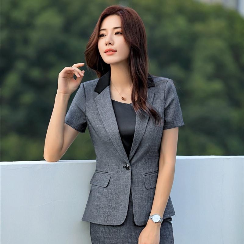 New 2020 Summer Formal Ladies Dark Grey Blazer Women Jackets Short Sleeve Work Wear Business Clothes Elegant, Gray
New 2020 Summer Formal Ladies Dark Grey Blazer Women Jackets Short Sleeve Work Wear Business Clothes Elegant, Gray