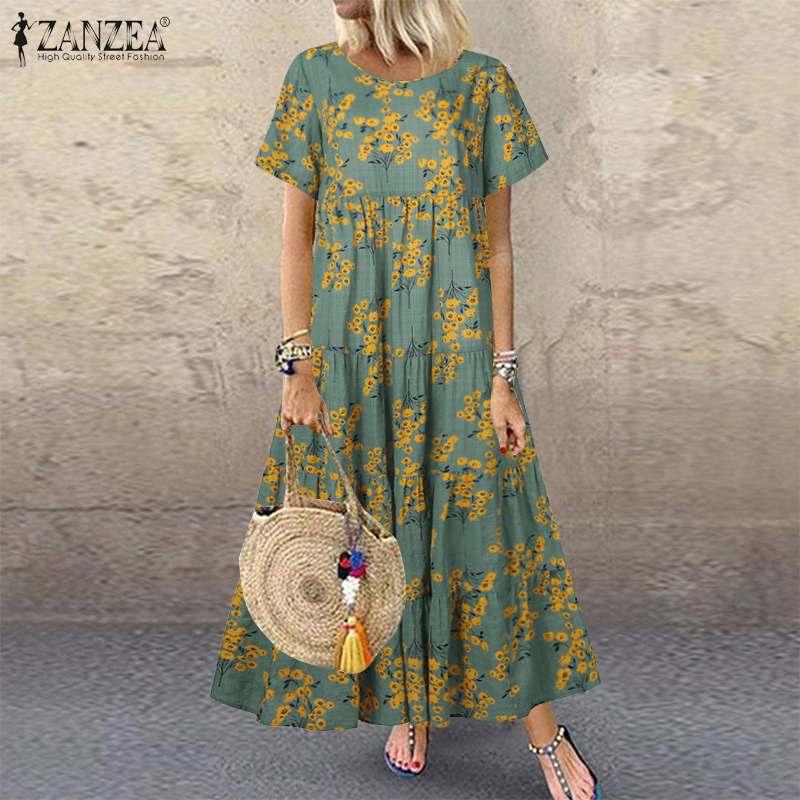 2020 ZANZEA Vintage Summer Maxi Dress Women' Printed Sundress Casual Short Sleeve Tunic Vestidos Female Robe Femme Plus Size, Gray
2020 ZANZEA Vintage Summer Maxi Dress Women' Printed Sundress Casual Short Sleeve Tunic Vestidos Female Robe Femme Plus Size, Gray