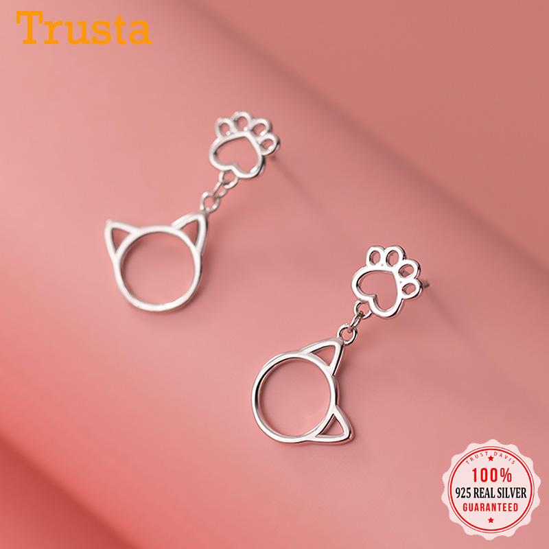 Stud TrustDavis Real 925 Sterling Silver Fashion Sweet Cat's Earring For Women Wedding Party Fine S925 Present DA57
Stud TrustDavis Real 925 Sterling Silver Fashion Sweet Cat's Earring For Women Wedding Party Fine S925 Present DA57
