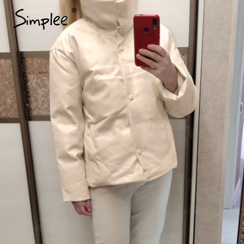 Fashion Lapel PU Leather Parkas Women Long Sleeve Warm Thick Women's Jacket High Street Faux Leather Autumn Winter Parka LJ201127