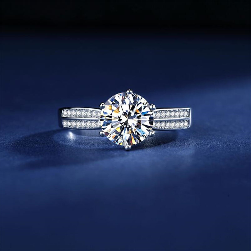 Stunning Luxury Jewelry 925 Sterling Silver Party Large Round Cut White Topaz CZ Diamond Moissanite Women Wedding Engagement Band Ring Gift