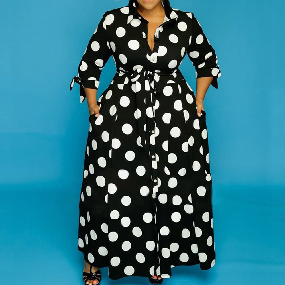 2021 Western Style Dress Spring Fashion Long Manga Hemd Punkte Einreiher Langer Rock Sy21, Black
2021 Western Style Dress Spring Fashion Long Manga Hemd Punkte Einreiher Langer Rock Sy21, Black
