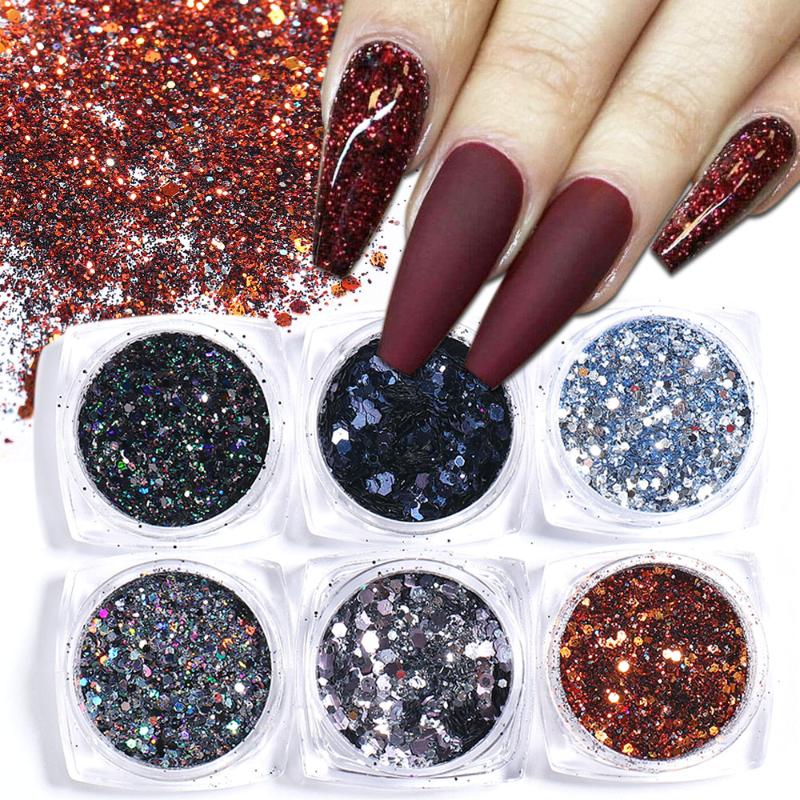 6pcs Nail Glitter Winter Nail Art Black Silver Brown Sparkles Sequins Shinning Dust Luxury Flakes For Manicure Decor CH1539-33
6pcs Nail Glitter Winter Nail Art Black Silver Brown Sparkles Sequins Shinning Dust Luxury Flakes For Manicure Decor CH1539-33