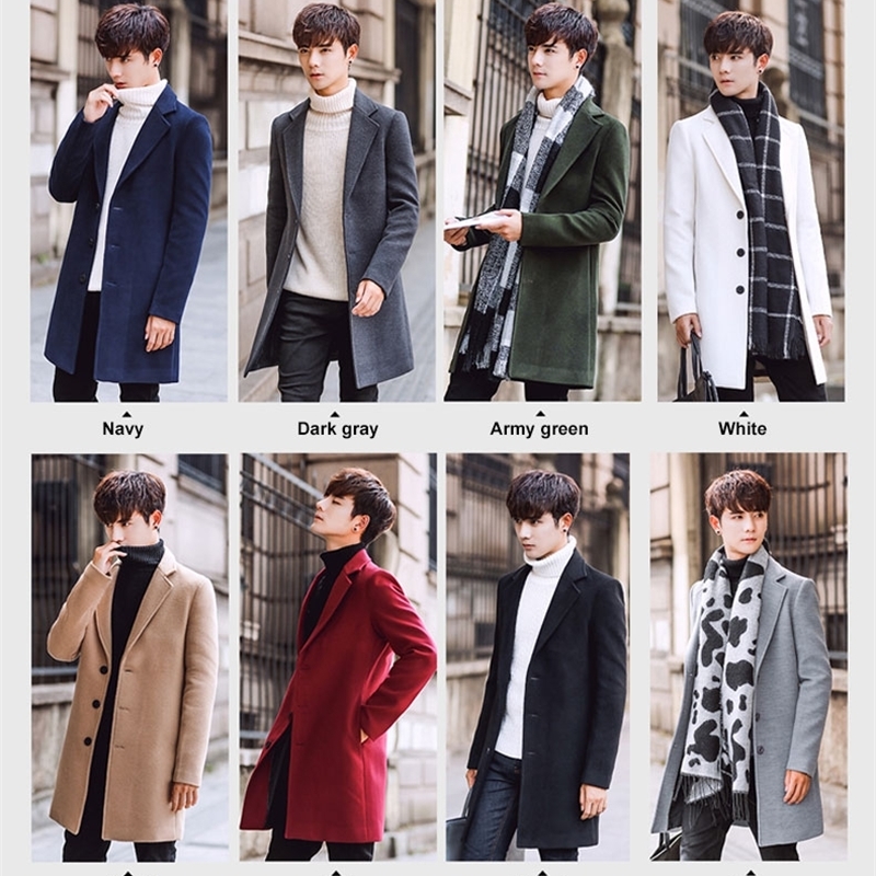 Jacket Korean Winter Slim Fit Autumn Outwear Plus Size 5XL Woolen Long Coat Men Trench Coats 201120