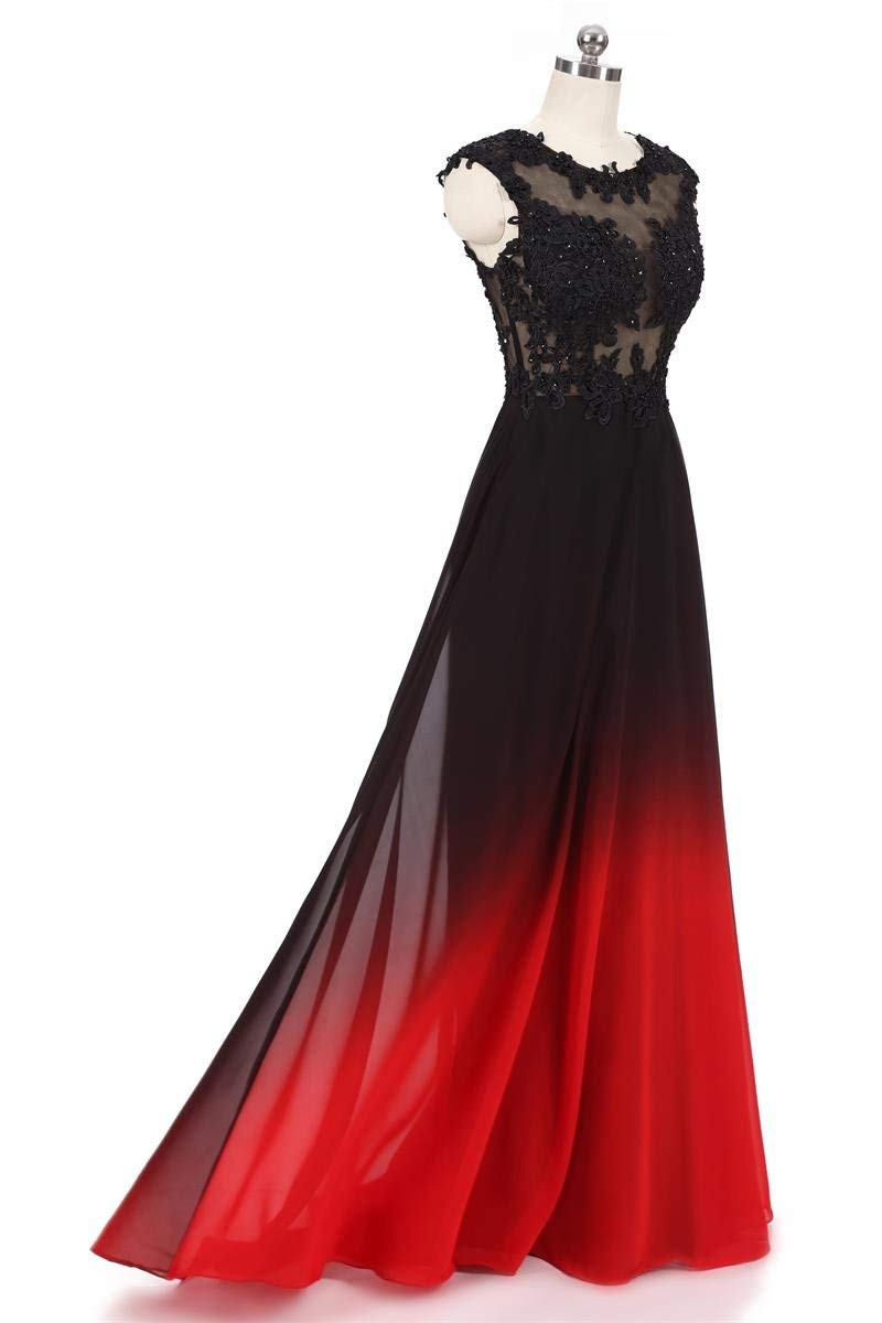 Newest Sexy Lace Gradient Prom Dresses With Long Chiffon Plus Size Ombre Formal Evening Party Gowns QC1539