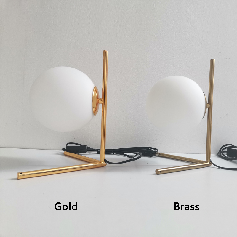 Gold Glass Bedside Table Light with LED Fixture - Perfect for Living Rooms & Bedrooms