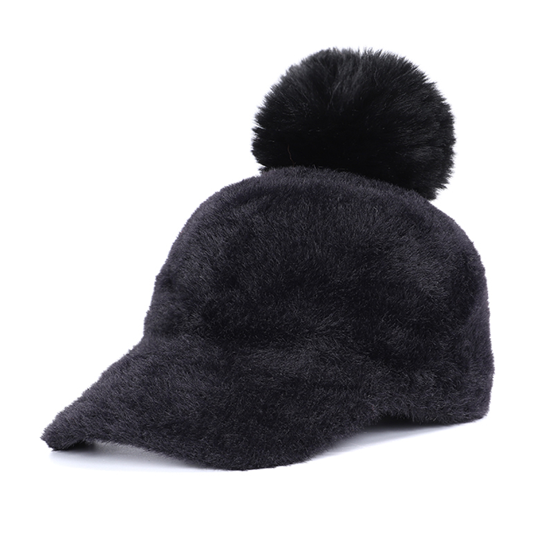 2020 New Fashion Lady Mohair Winter Hat Women Pompom Casual Knit Beanie Warm Berets women's Baseball Cap Wool Visor Bonnet Soft LJ201105