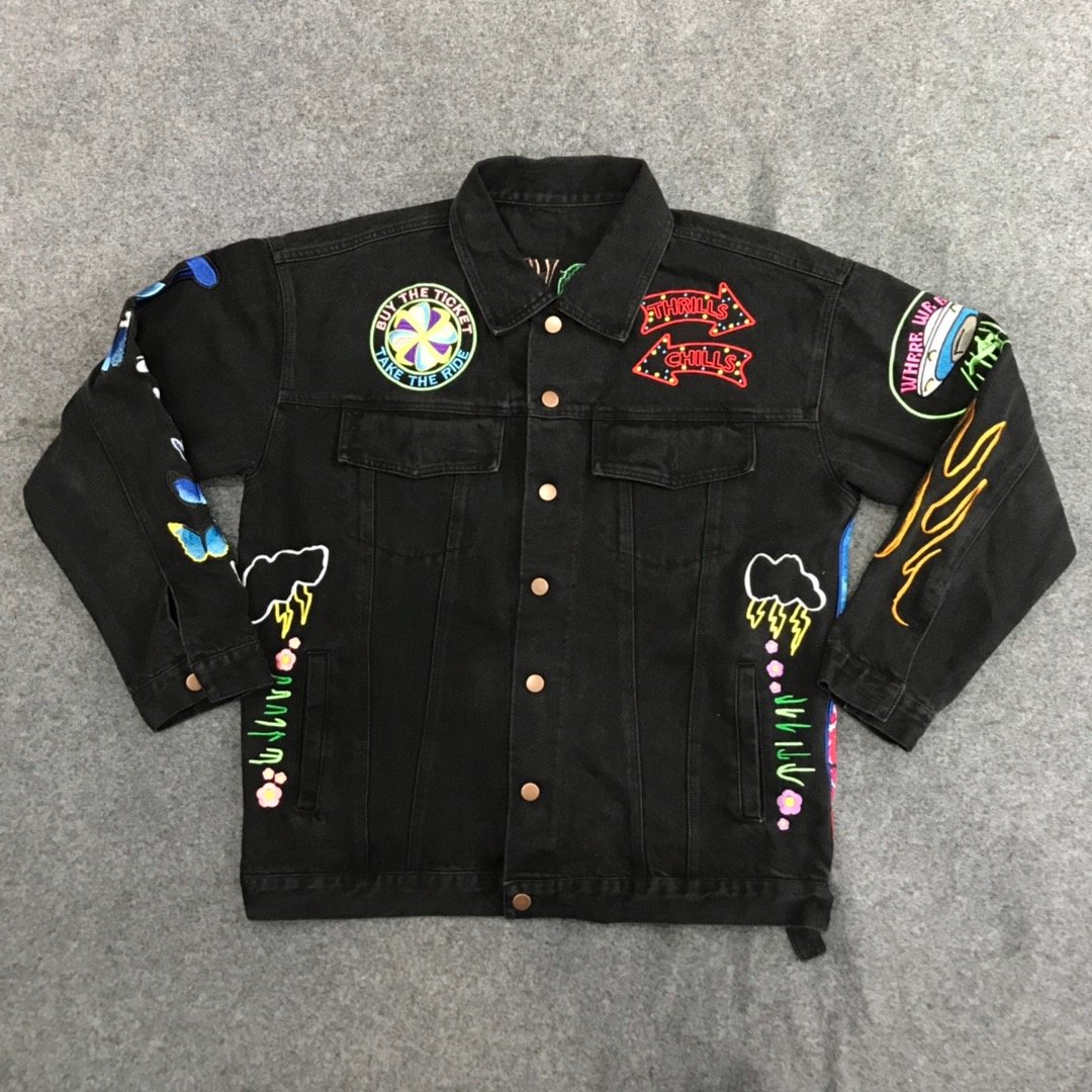 2021FWSS Embroidery Denim Jacket Women Men Hiphop Streetweary Ticket Denim Jacket And Coats Men, Black
2021FWSS Embroidery Denim Jacket Women Men Hiphop Streetweary Ticket Denim Jacket And Coats Men, Black