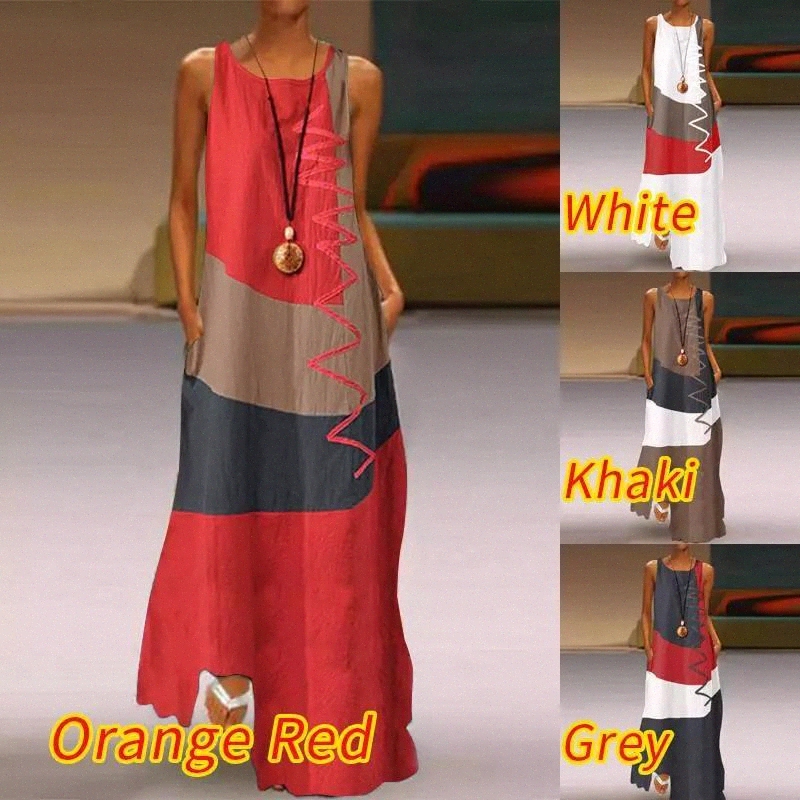 Women's Sundress 2020 Summer Vintage Color Stitching Maxi Dress Casual Sleeveless Tank Party Vestidos Female O Neck Robe Femme #8q0V, Black;gray
Women's Sundress 2020 Summer Vintage Color Stitching Maxi Dress Casual Sleeveless Tank Party Vestidos Female O Neck Robe Femme #8q0V, Black;gray