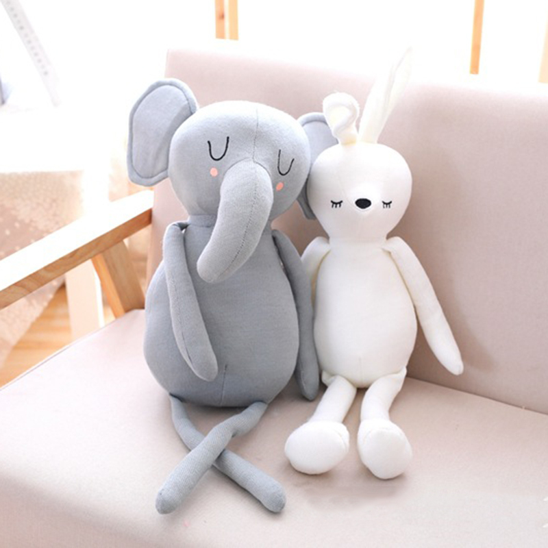 Cute Elephant Rabbit Pillows for Baby Girl Soft Stuffed Animal Toy Baby Bed Cushion Pillow Baby Room Decoration Kids Gift LJ201014
