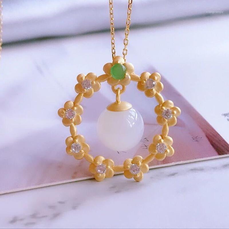 Silver Inlaid Natural Hetian White Jade Beads Flower Pendant Necklace Chinese Style Retro Light Luxury Charm Women's Jewelry Chains
Silver Inlaid Natural Hetian White Jade Beads Flower Pendant Necklace Chinese Style Retro Light Luxury Charm Women's Jewelry Chains