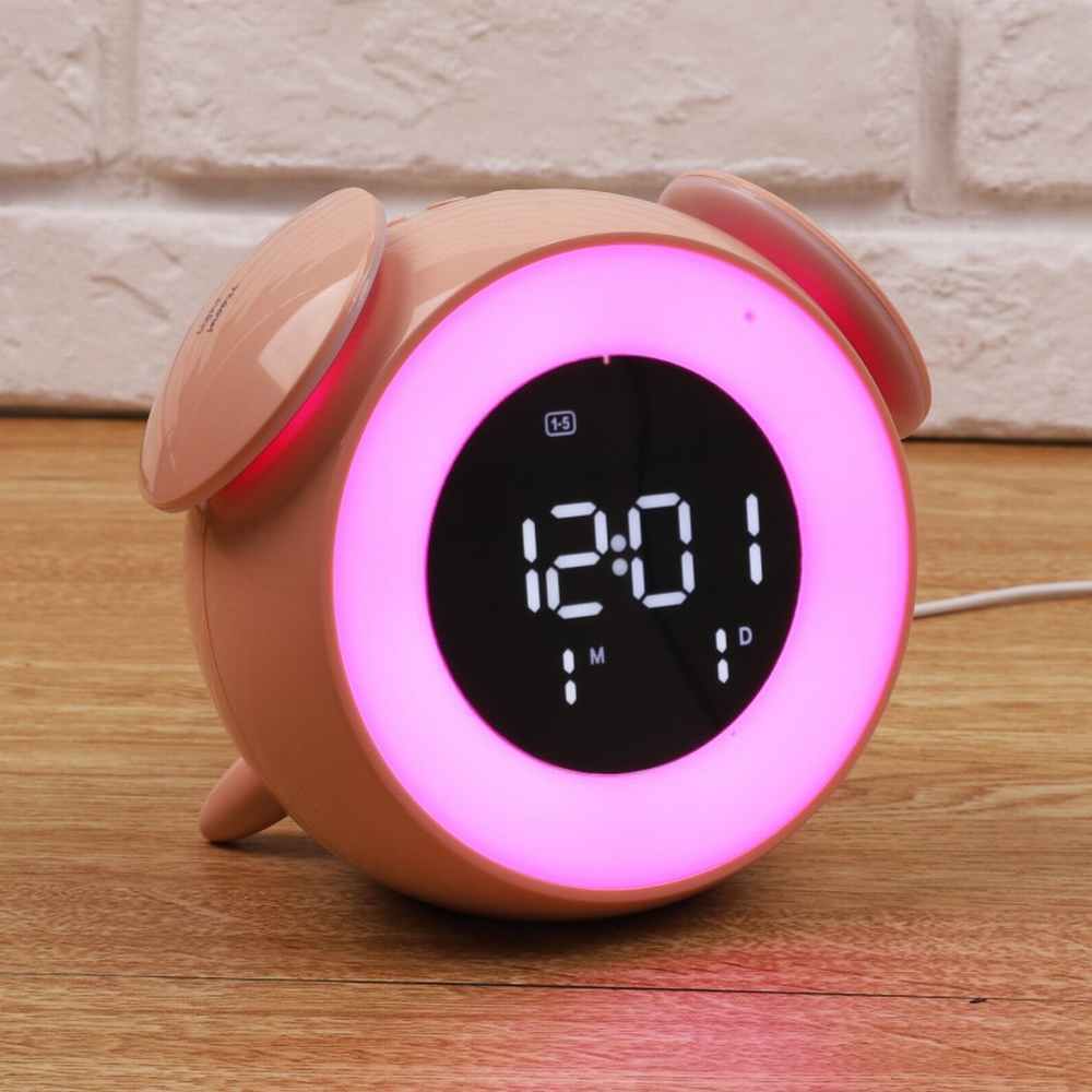 LED digital alarm bedside table desk electronic atmosphere lamp sunrise sunset light mirror music clock LJ201212