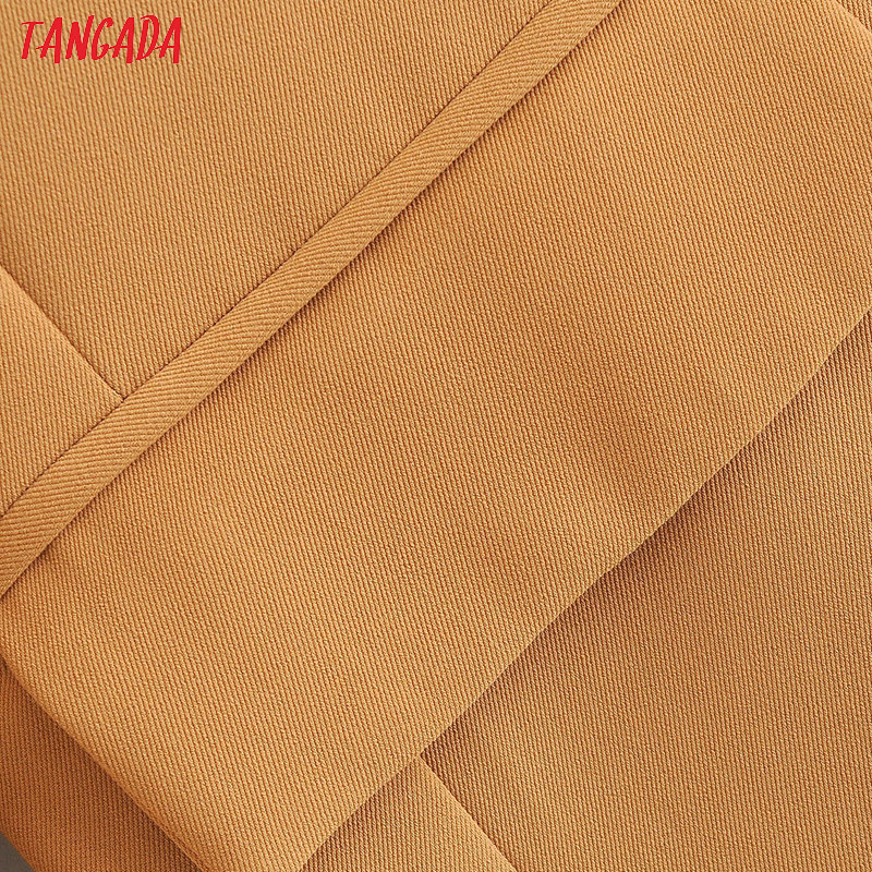 Tangada women solid double breasted blazer female autumn winter elegant jacket ladies business formal suits DA15 201114