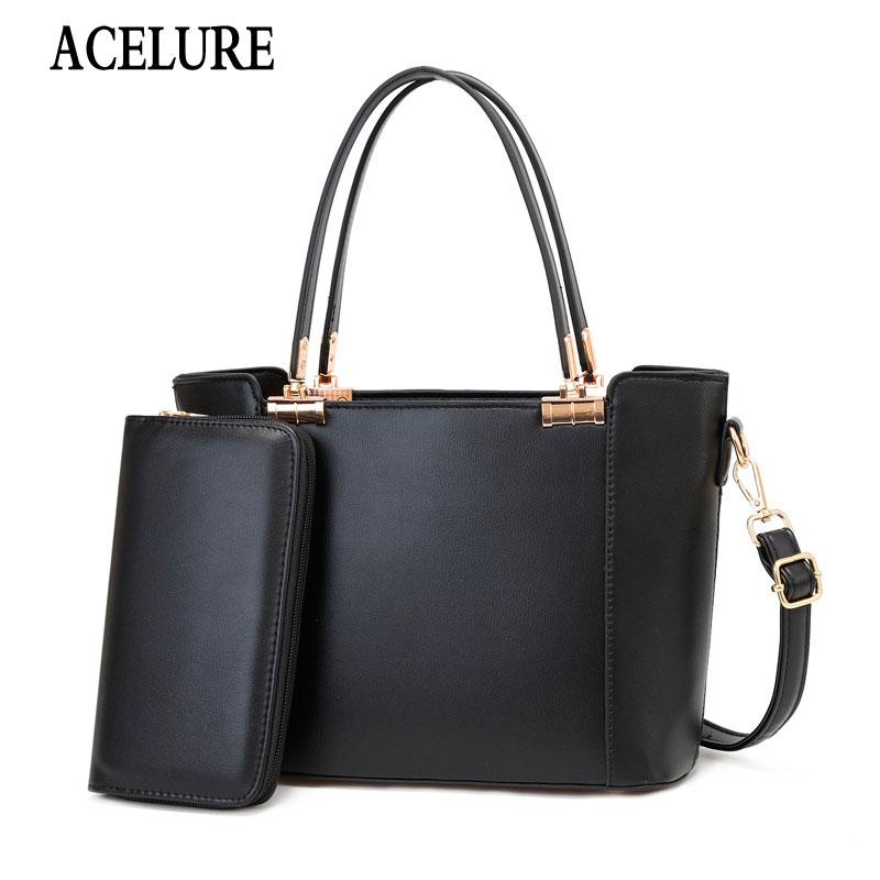 ACELURE Solid Color PU Leather Shoulder Bags + Purse for Women Fashion Hard Handle Handbags Ladies Female Casual Messenger Bags, Black
ACELURE Solid Color PU Leather Shoulder Bags + Purse for Women Fashion Hard Handle Handbags Ladies Female Casual Messenger Bags, Black
