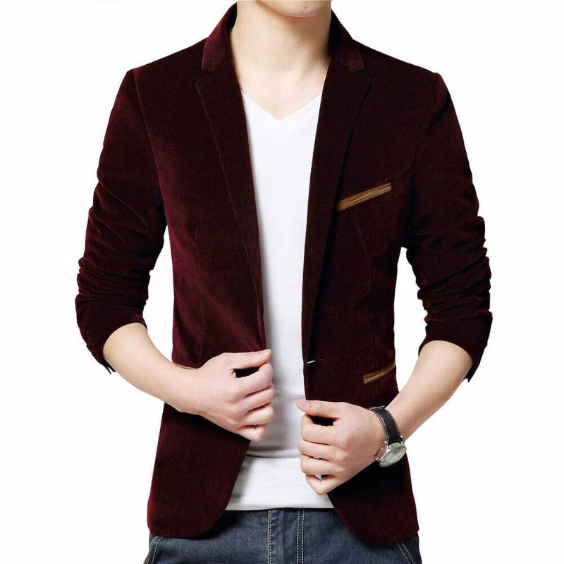 2020 Men's Jacket Brand Clothing Casual Coat Blazer Men Slim Fit Jacket Men Corduroy Wedding Dress Plus Size Single Button