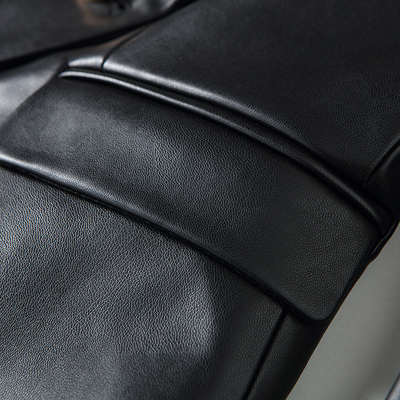 HIGH STREET Newest Baroque Fashion Blazer Jacket Women's Lion Metal Buttons Faux Leather Blazer Outer Coat 201008