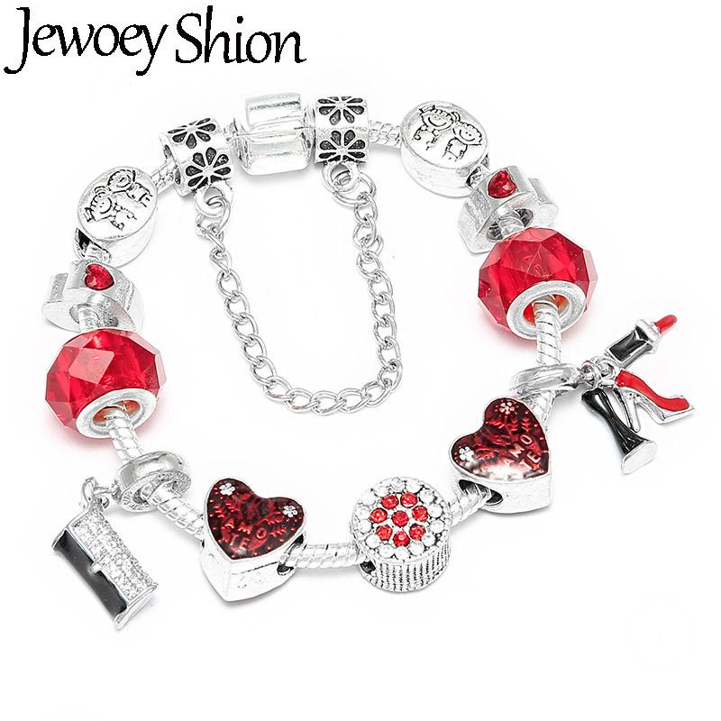 Jewoey Shion Silver Plated Charm Bracelet with Red Heart Beads Fit Brand Bracelet For Women Valentine's Day Gift Dropshipping
Jewoey Shion Silver Plated Charm Bracelet with Red Heart Beads Fit Brand Bracelet For Women Valentine's Day Gift Dropshipping