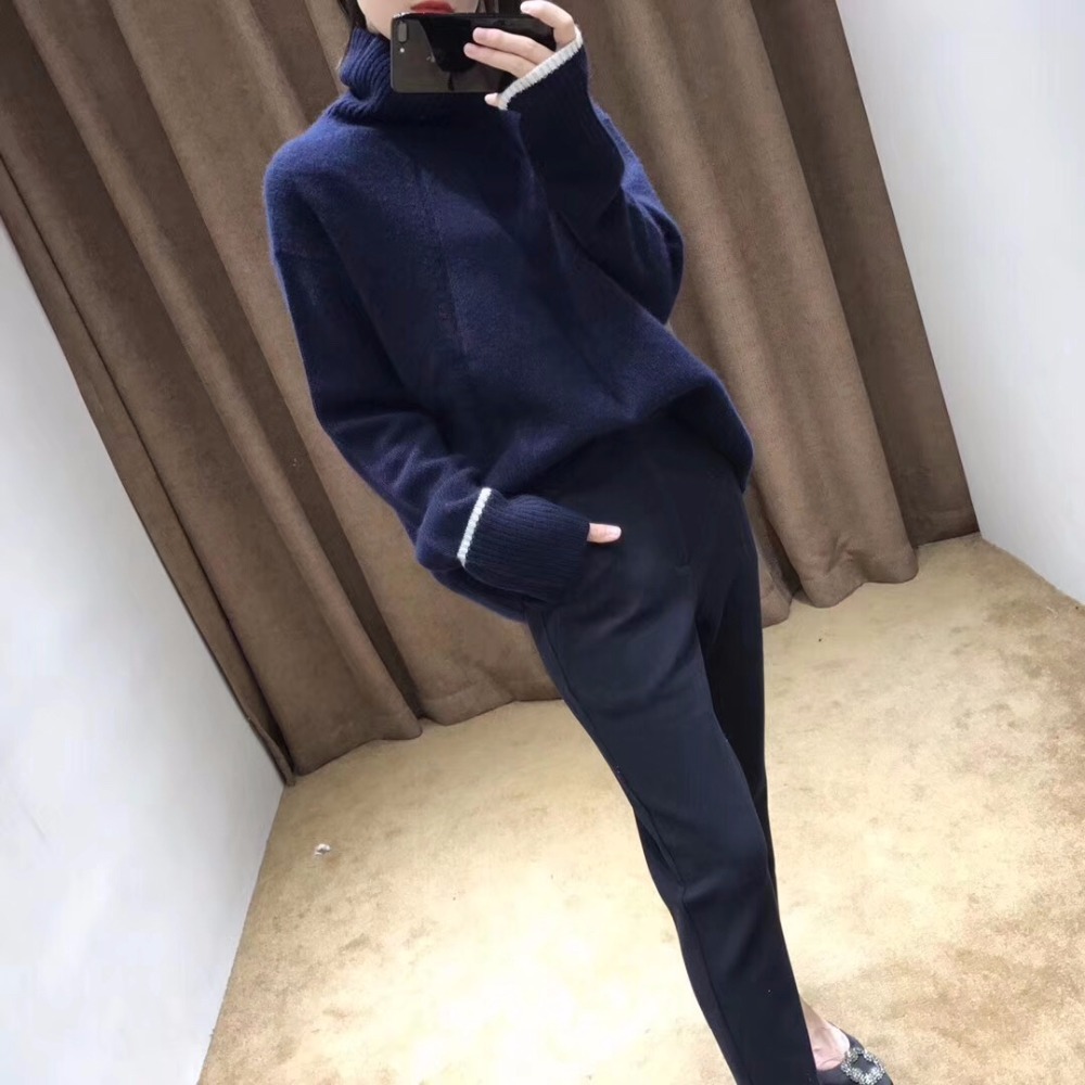Women Sweaters Winter New Woman Double Thickening Loose Turtleneck Cashmere Jumper Female Long Sleeve Casual Knit Pullover 201221