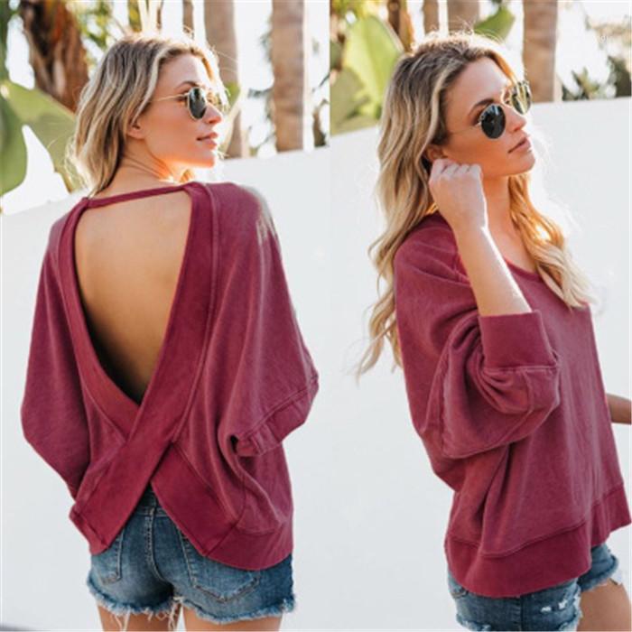 Hoodies Spring Autumn Pullover Crew Neck Sweatshirt Ladies Irregular Clothes Women Backless Sexy
Hoodies Spring Autumn Pullover Crew Neck Sweatshirt Ladies Irregular Clothes Women Backless Sexy