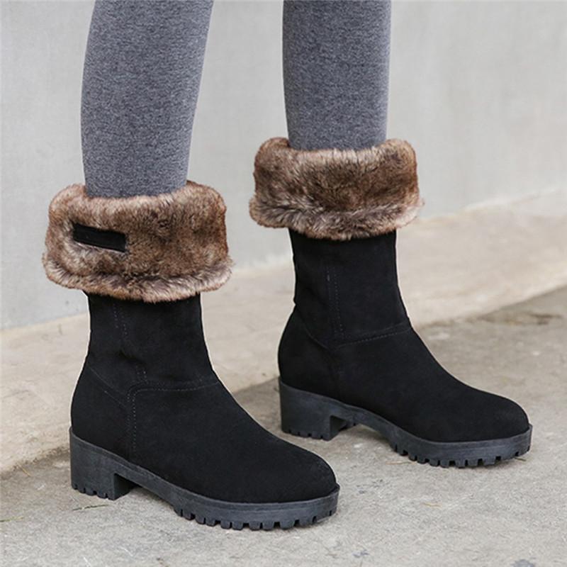 2020 Plush Keep Warm Boots Winter Female Snow Shoes Mid Calf Square Heels Coturno Feminino Suede Flock botki damskie, Black
2020 Plush Keep Warm Boots Winter Female Snow Shoes Mid Calf Square Heels Coturno Feminino Suede Flock botki damskie, Black