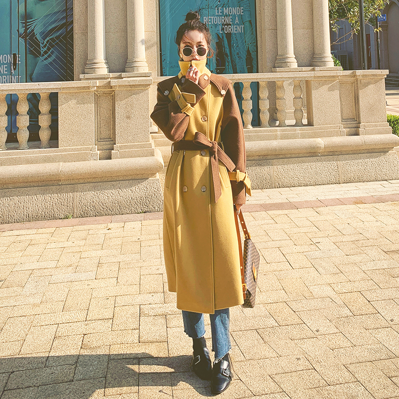2021 New Women's Wool Jacket Winter New Yellow Style Brown Contrast Korean Seam Loose Long Lapel Fashion Coat Gj1 Kntf, Photo color
2021 New Women's Wool Jacket Winter New Yellow Style Brown Contrast Korean Seam Loose Long Lapel Fashion Coat Gj1 Kntf, Photo color