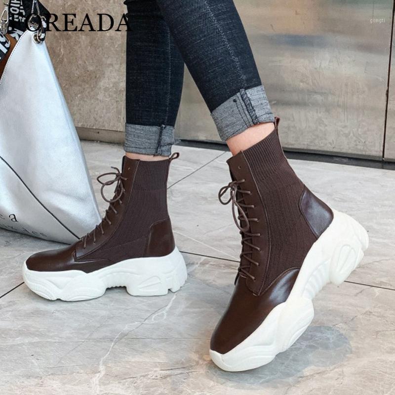 FOREADA Natural Genuine Leather Woman Boots Flat Platform Ankle Boots Lace Up Shoes Female Short Autumn Winter Brown 34-401
FOREADA Natural Genuine Leather Woman Boots Flat Platform Ankle Boots Lace Up Shoes Female Short Autumn Winter Brown 34-401