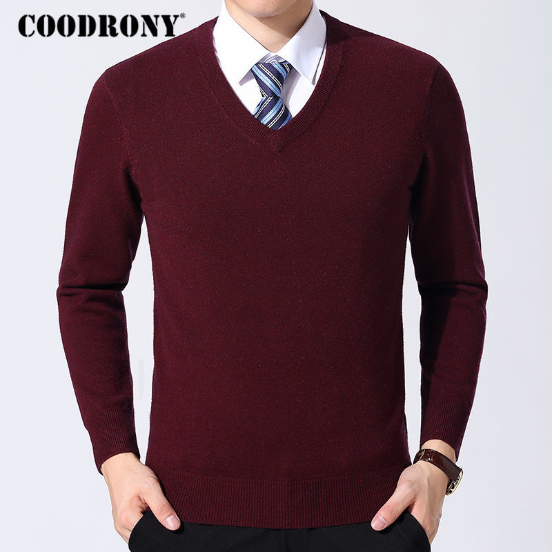 COODRONY Sweater Men Clothes Autumn Winter Cashmere Wool Pullover Sweaters Plus Size Business Casual V-Neck Pull Homme 8128 201022