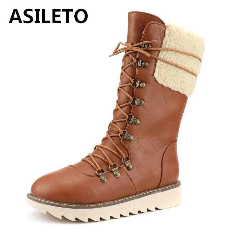 ASILETO western winter boots for women round toe lace up warm plush platform booties mid calf gothic rivet casual boybow botas, Black
ASILETO western winter boots for women round toe lace up warm plush platform booties mid calf gothic rivet casual boybow botas, Black