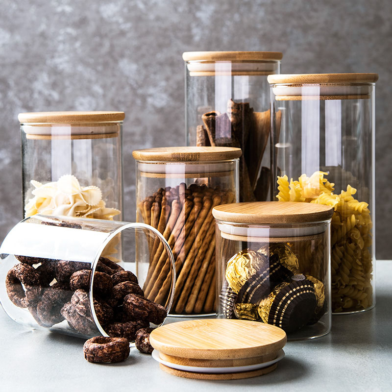 Glass Sealed Can Jars Food Storage Tank With Bamboo Lid Grains Tea Coffee Beans Candy Containers 
Glass Sealed Can Jars Food Storage Tank With Bamboo Lid Grains Tea Coffee Beans Candy Containers