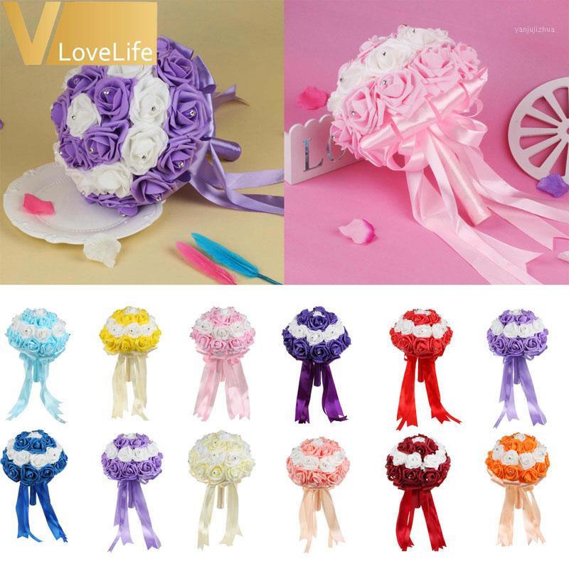 Bridal Wedding Bouquet Handmade Artificial PE Foam Rose Flowers With Rhinestone Satin Ribbons Bow Wedding Party Favors Decor1, Pink
Bridal Wedding Bouquet Handmade Artificial PE Foam Rose Flowers With Rhinestone Satin Ribbons Bow Wedding Party Favors Decor1, Pink