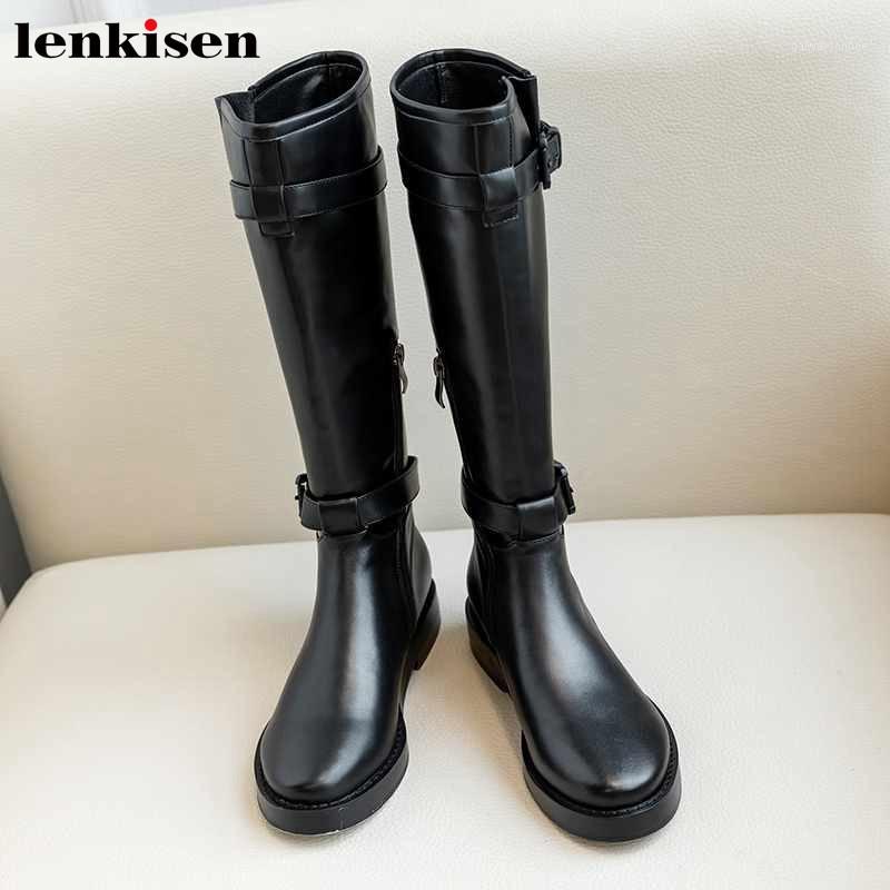 Lenkisen unique handsome buckle straps motorcycles boots cow leather round toe winter keep warm women zip thigh high boots L231, Black cow leather
Lenkisen unique handsome buckle straps motorcycles boots cow leather round toe winter keep warm women zip thigh high boots L231, Black cow leather
