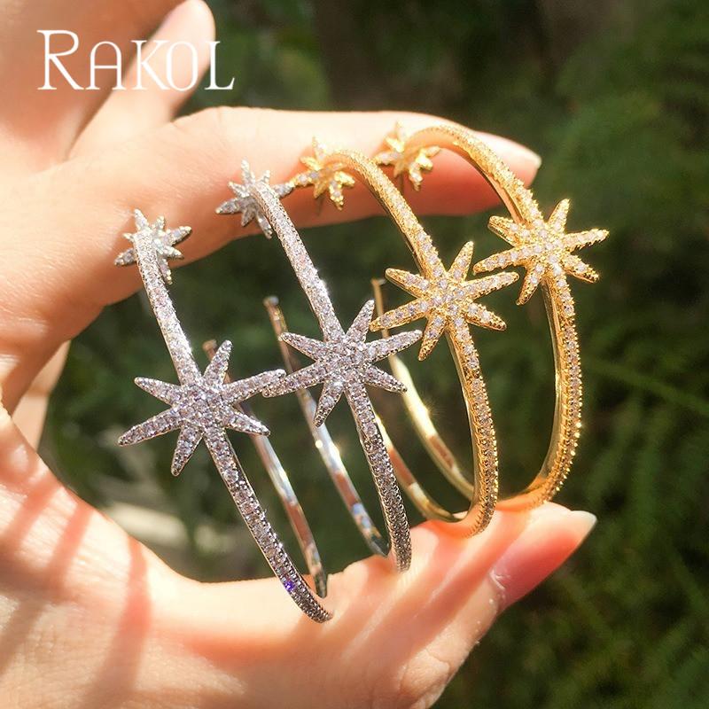 RAKOL Fashion Star Women Hoop Earring Micro Paved Shiny CZ Elegant Accessories Daily Wear Female Earrings Fine Gifts
RAKOL Fashion Star Women Hoop Earring Micro Paved Shiny CZ Elegant Accessories Daily Wear Female Earrings Fine Gifts