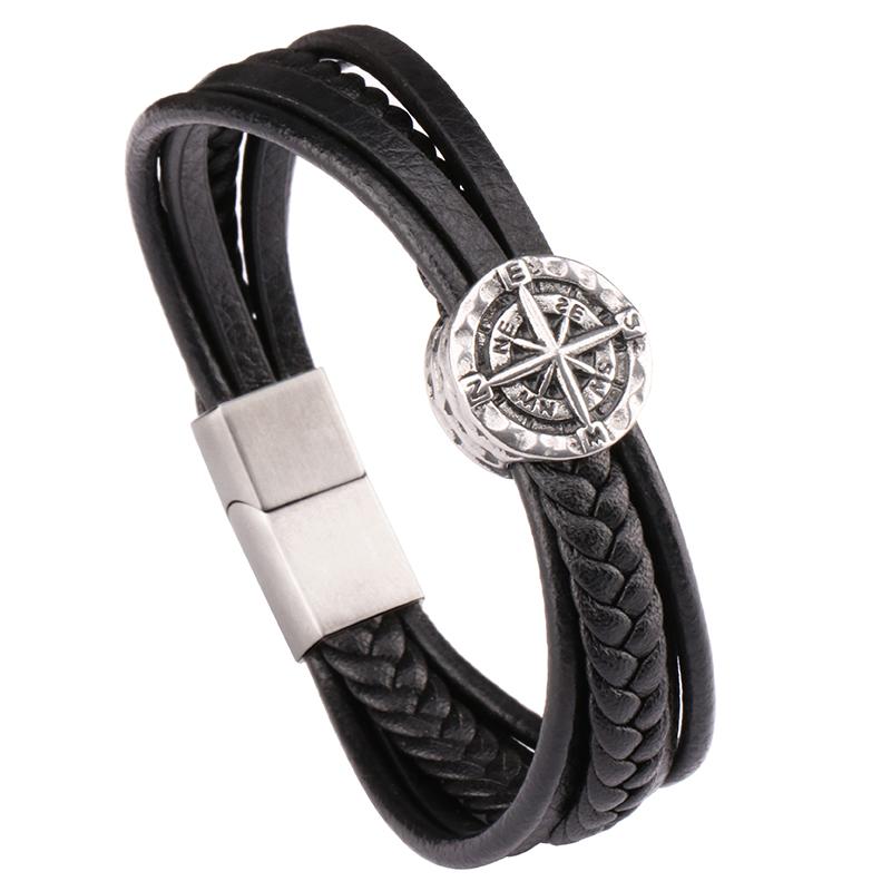 Charm Bracelets Vanbula European And American Retro Simple Hand-woven Multi-layer Leather Stainless Steel Compass Men's Bracelet Jewelry
Charm Bracelets Vanbula European And American Retro Simple Hand-woven Multi-layer Leather Stainless Steel Compass Men's Bracelet Jewelry
