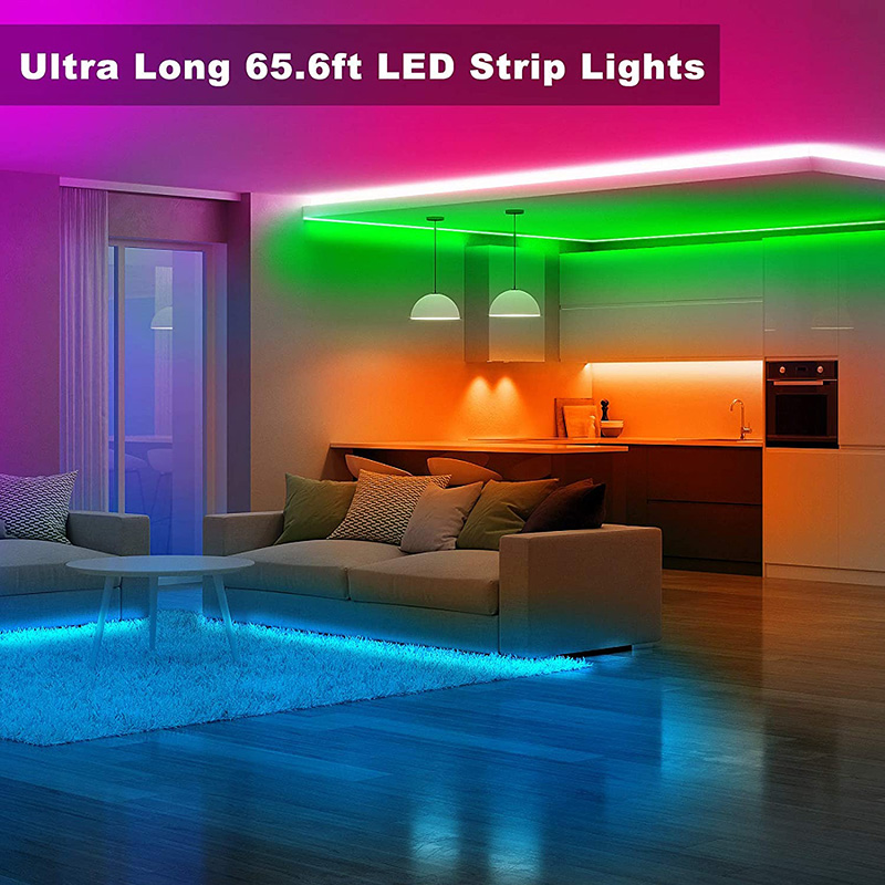 Drop Ship LED Strips 16.4FT 32.8FT 49FT 65FT RGB Strip Light DC12V 5050SMD Led lights with Adapter and 44keys IR Controller